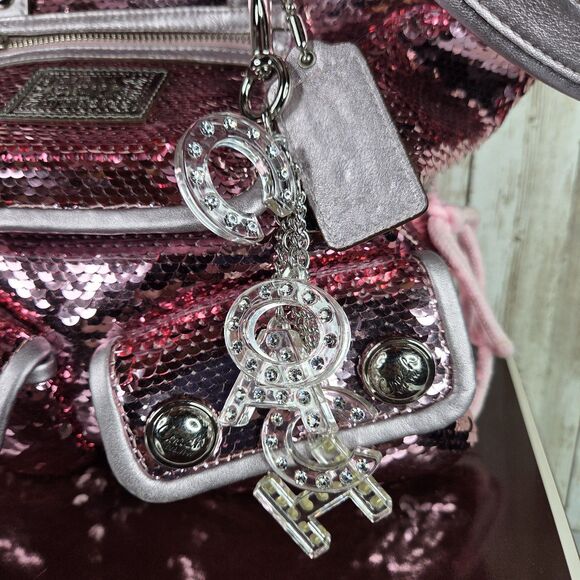 COACH 13821 Poppy Sequin Spotlight Pink Shoulder Bag Tote Special Edition Purse - Picture 10 of 16